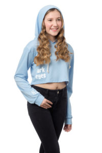 Blue Crop Hoodie Pullover Sweatshirt